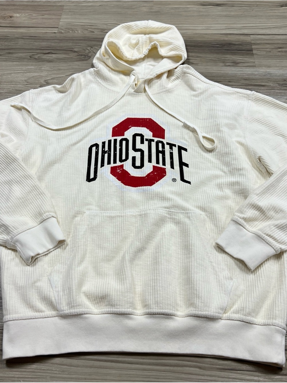 Blue 84 Ohio State Buckeyes Dyed Corded Fleece Pullover Hoodie Ivory Men XL NWOT